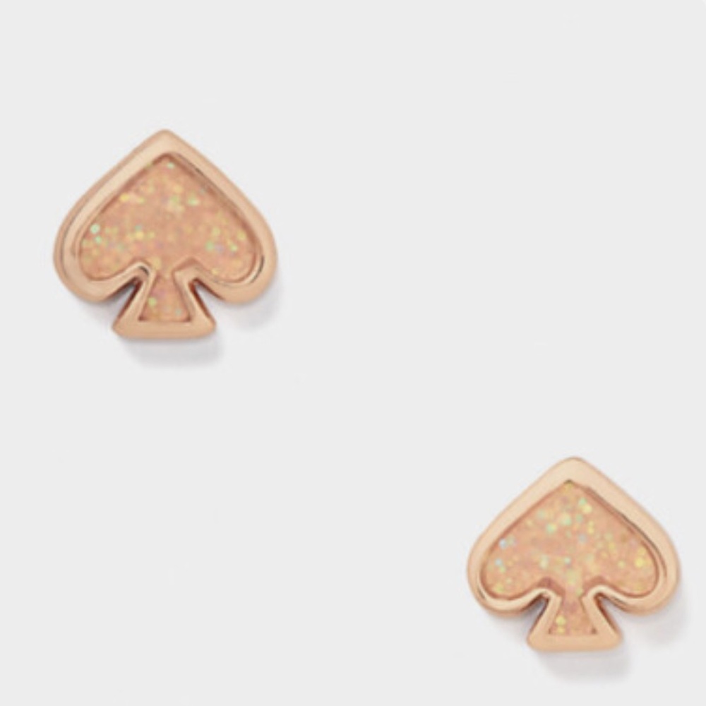 Kate Spade everyday spade‎ glitter enamel studs Earrings Rose Gold NWT